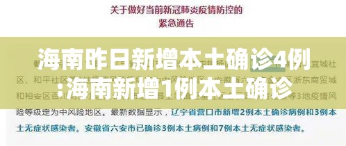 海南昨日新增本土确诊4例:海南新增1例本土确诊