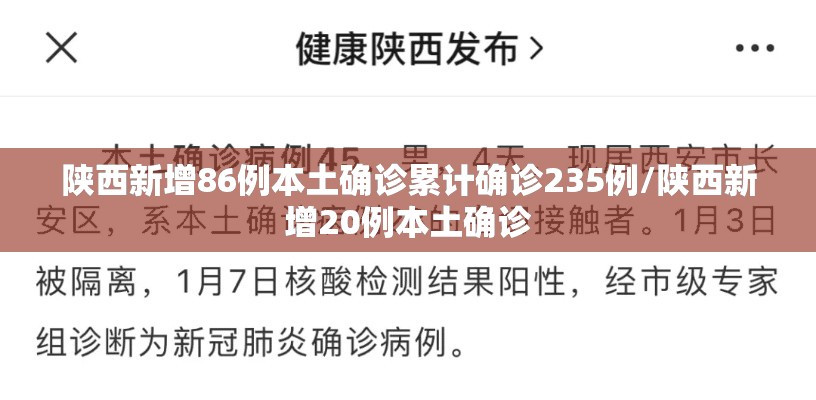 陕西新增86例本土确诊累计确诊235例/陕西新增20例本土确诊