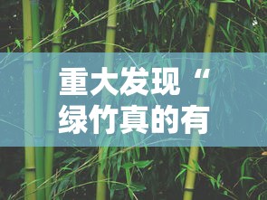 重大发现“绿竹真的有挂吗”必胜开挂神器