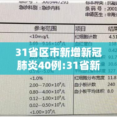 31省区市新增新冠肺炎40例:31省新增3049例