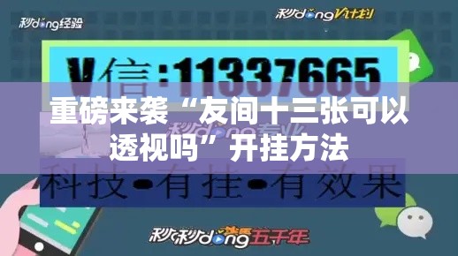 重磅来袭“友间十三张可以透视吗	”开挂方法