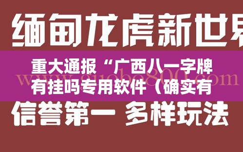 重大通报“广西八一字牌有挂吗专用软件（确实有挂）