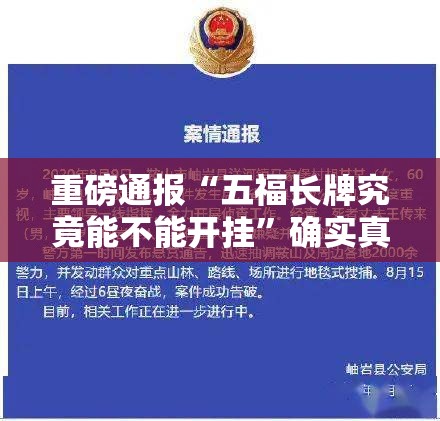 重磅通报“五福长牌究竟能不能开挂	”确实真的有挂