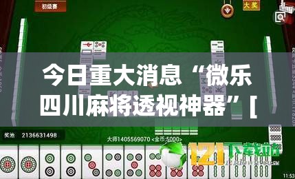 今日重大消息“微乐四川麻将透视神器”[确实真的有挂]