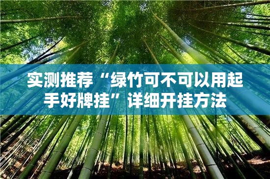 实测推荐“绿竹可不可以用起手好牌挂”详细开挂方法