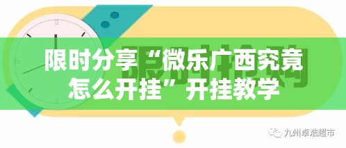 限时分享“微乐广西究竟怎么开挂”开挂教学