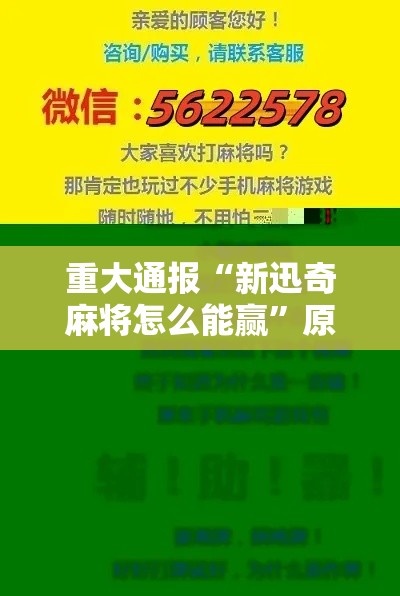 重大通报“新迅奇麻将怎么能赢	”原来真的有挂