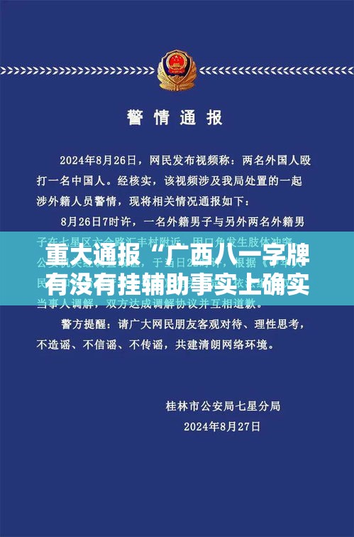 重大通报“广西八一字牌有没有挂辅助事实上确实有挂