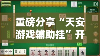 重磅分享“天安游戏辅助挂”开挂作弊