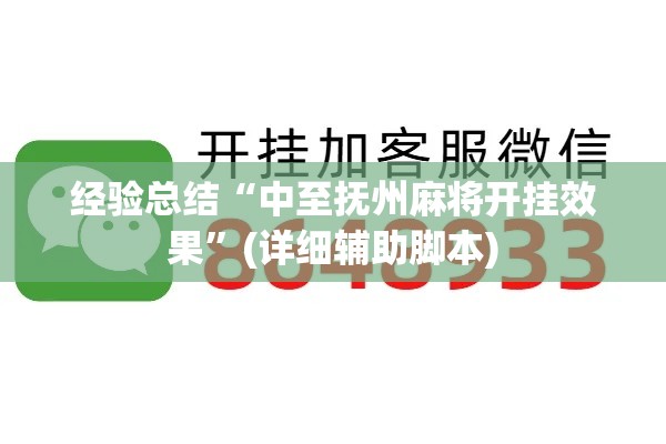 经验总结“中至抚州麻将开挂效果”(详细辅助脚本)