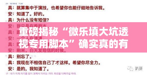 重磅揭秘“微乐填大坑透视专用脚本”确实真的有挂