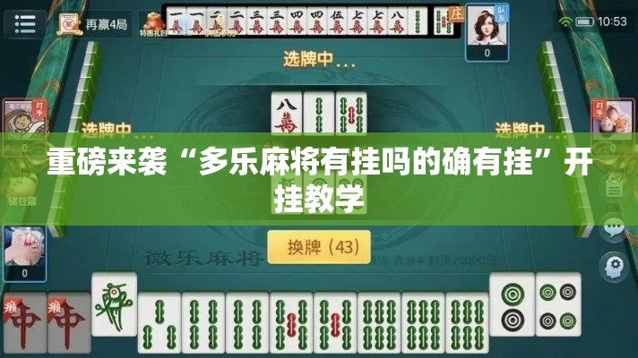 重磅来袭“多乐麻将有挂吗的确有挂”开挂教学