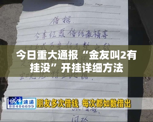 今日重大通报“金友叫2有挂没”开挂详细方法