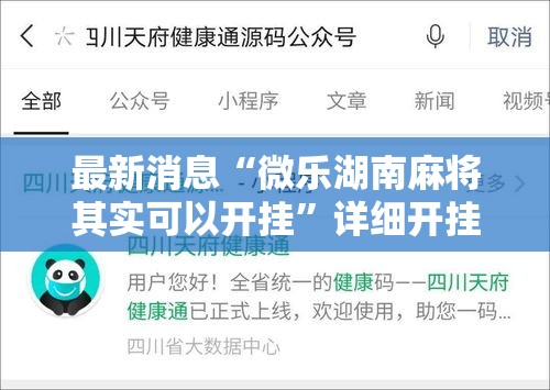 最新消息“微乐湖南麻将其实可以开挂”详细开挂方法
