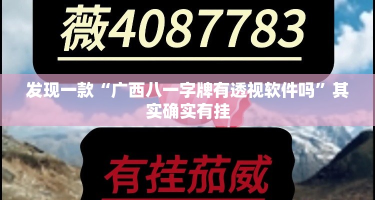 发现一款“广西八一字牌有透视软件吗”其实确实有挂