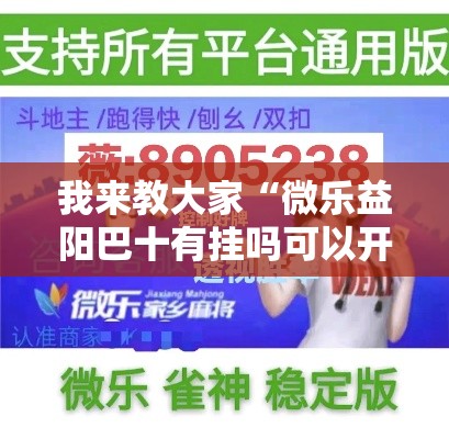 我来教大家“微乐益阳巴十有挂吗可以开挂吗”详细辅助