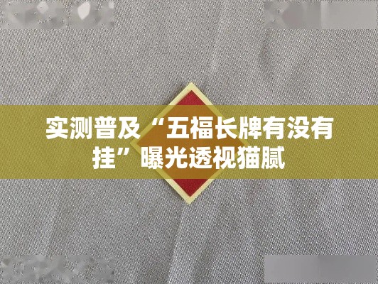 实测普及“五福长牌有没有挂”曝光透视猫腻
