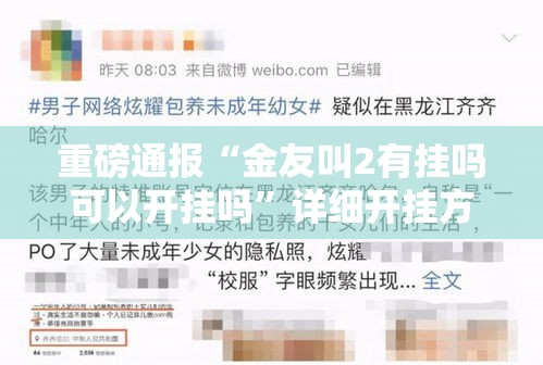 重磅通报“金友叫2有挂吗可以开挂吗”详细开挂方法
