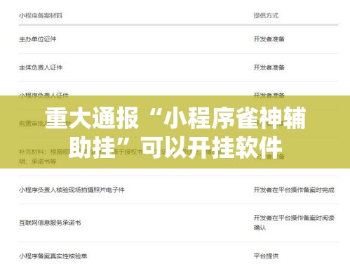 重大通报“小程序雀神辅助挂”可以开挂软件