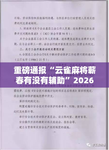 重磅通报“云雀麻将蕲春有没有辅助	”2026用挂