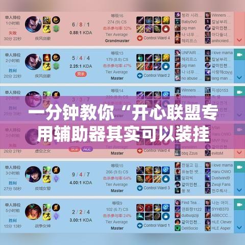 一分钟教你“开心联盟专用辅助器其实可以装挂
