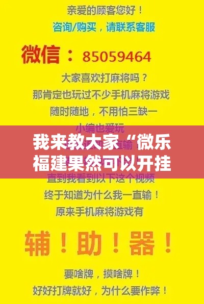 我来教大家“微乐福建果然可以开挂”详细开挂方法