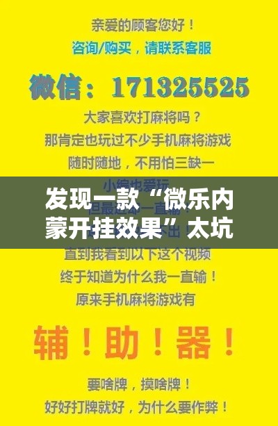 发现一款“微乐内蒙开挂效果”太坑了原来有挂