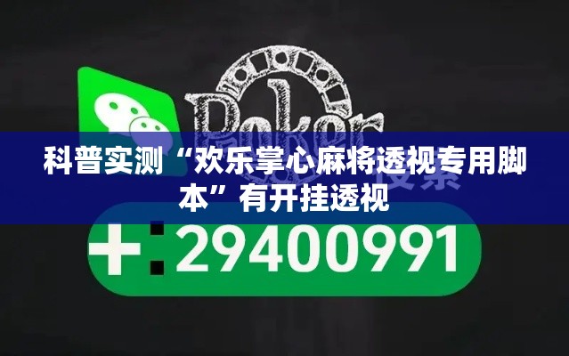 科普实测“欢乐掌心麻将透视专用脚本”有开挂透视