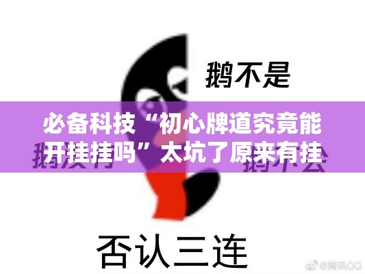 必备科技“初心牌道究竟能开挂挂吗”太坑了原来有挂