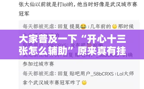 大家普及一下“开心十三张怎么辅助”原来真有挂