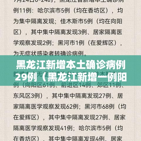 黑龙江新增本土确诊病例29例(黑龙江新增一例阳性感染者) 黑龙江新增本土确诊病例29例(黑龙江新增一例阳性感染者)