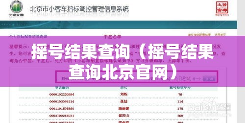 摇号结果查询（摇号结果查询北京官网）