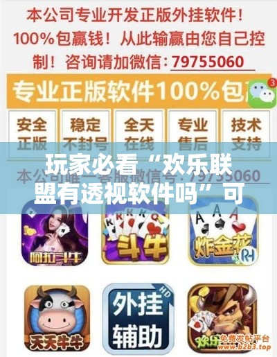 玩家必看“欢乐联盟有透视软件吗”可以开挂软件