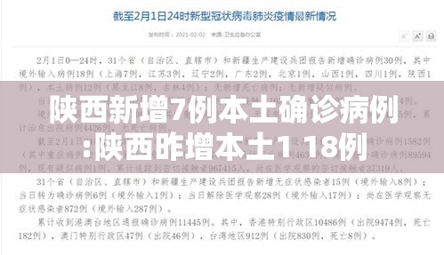 陕西新增7例本土确诊病例:陕西昨增本土1 18例