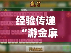 经验传递“游金麻将确实是有挂	”太坑了真的有挂