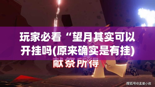 玩家必看“望月其实可以开挂吗(原来确实是有挂)