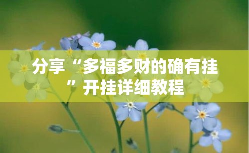 分享“多福多财的确有挂”开挂详细教程