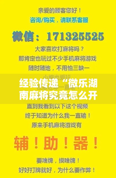 经验传递“微乐湖南麻将究竟怎么开挂”的确有挂