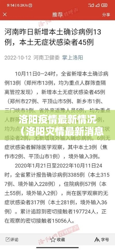 洛阳疫情最新情况（洛阳灾情最新消息今天）