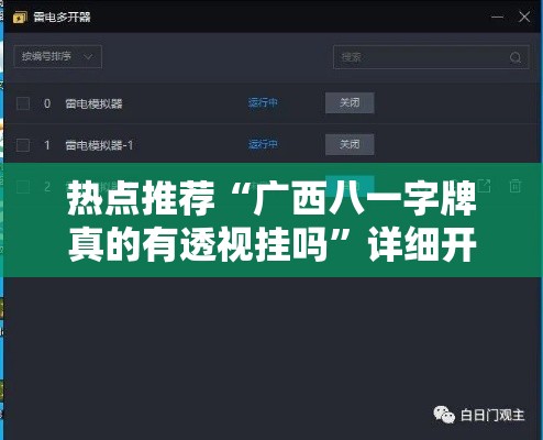 热点推荐“广西八一字牌真的有透视挂吗	”详细开挂步骤