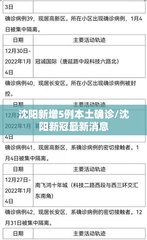 沈阳新增5例本土确诊/沈阳新冠最新消息