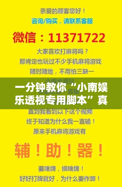 一分钟教你“小南娱乐透视专用脚本”真可以装挂