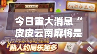 今日重大消息“皮皮云南麻将是不是能开挂”解密透视猫腻