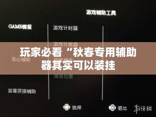 玩家必看“秋春专用辅助器其实可以装挂 玩家必看“秋春专用辅助器其实可以装挂