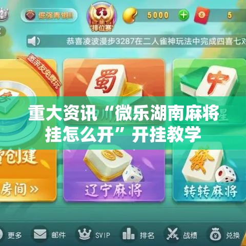 重大资讯“微乐湖南麻将挂怎么开”开挂教学