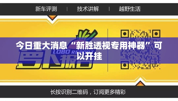 今日重大消息“新胜透视专用神器”可以开挂