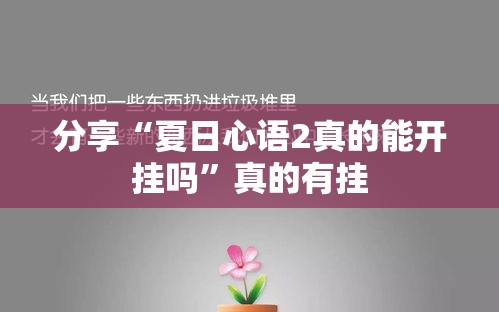 分享“夏日心语2真的能开挂吗”真的有挂