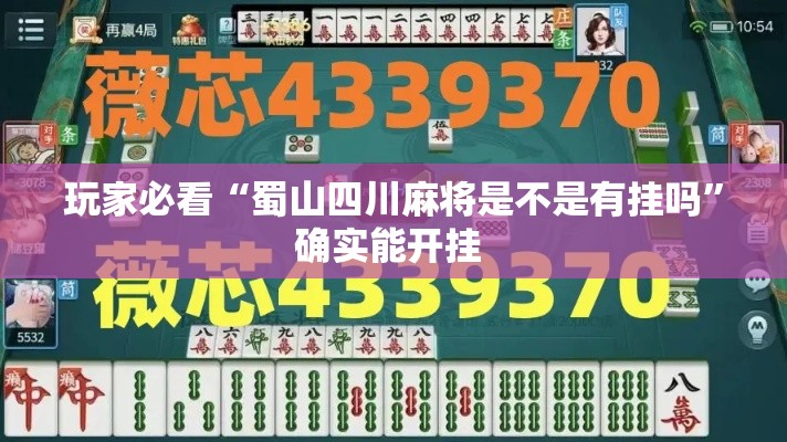 玩家必看“蜀山四川麻将是不是有挂吗”确实能开挂 
